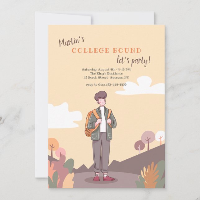 Invitation à une soirée pour garçons qui entrent à (Devant)