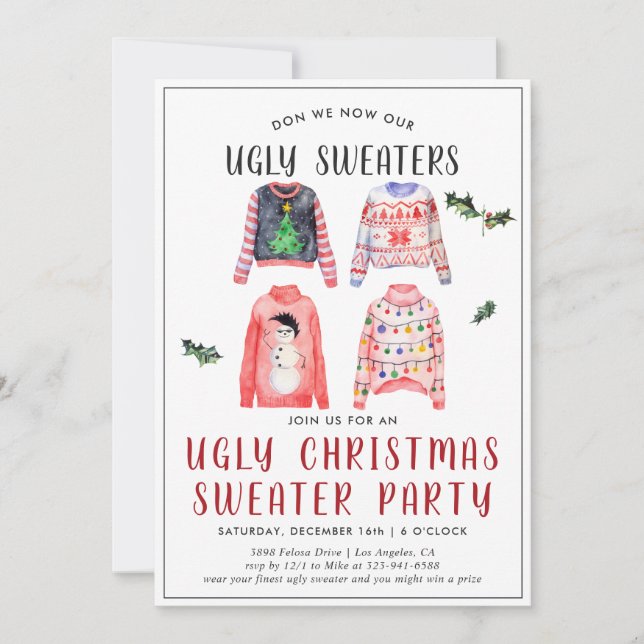 Invitation à une soirée pull de Noël laid (Devant)