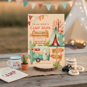 Invitation à une soirée pyjama de camping pour fil