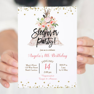 Invitation à une soirée pyjama entre filles