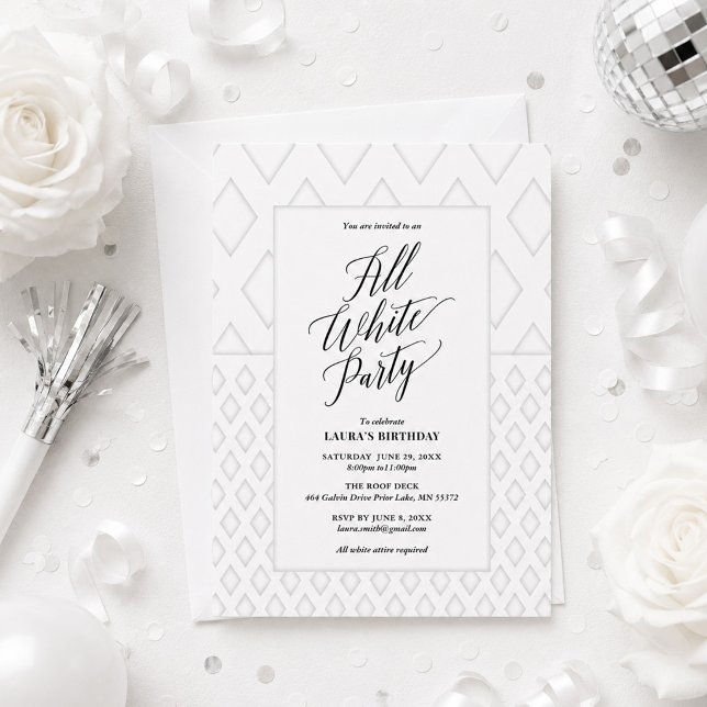 Invitation à une soirée tout en blanc (Créateur téléchargé)