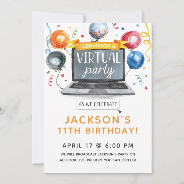 Invitation à une soirée virtuelle (Devant)
