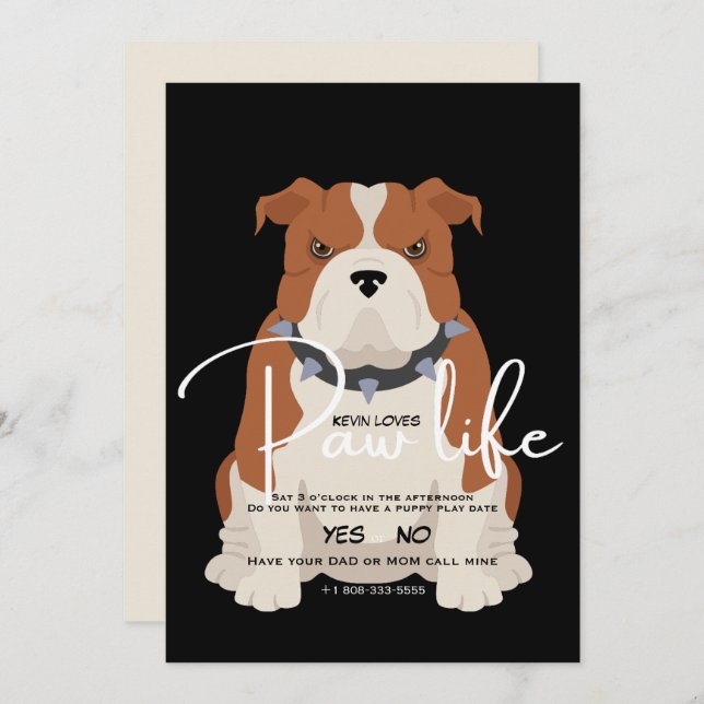 Invitation à une sortie de bouledogue (Devant / Derrière)