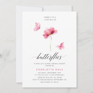 Invitation À une vie de papillons Fête des mariées rose