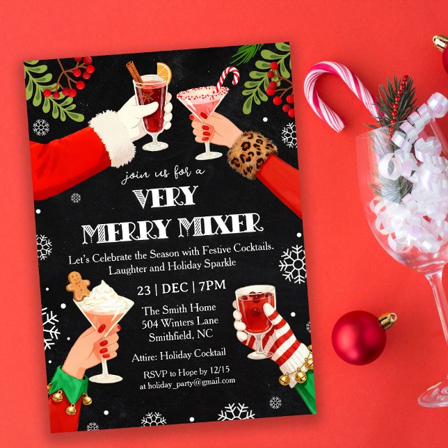 Invitation A Very Merry Mixer Christmas Cocktail Party  (Créateur téléchargé)