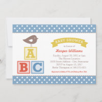 ABC Alphabet Blocs Bleu Jaune bébé garçon douche