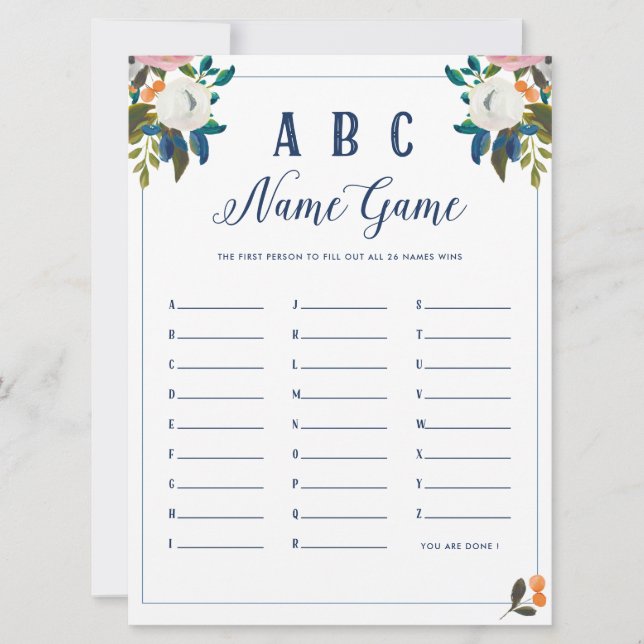 Invitation ABC Baby Name Shower Jeu (Devant)