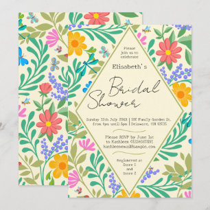 Invitation Abeille de miel, coccinelle, papillon, libellule &