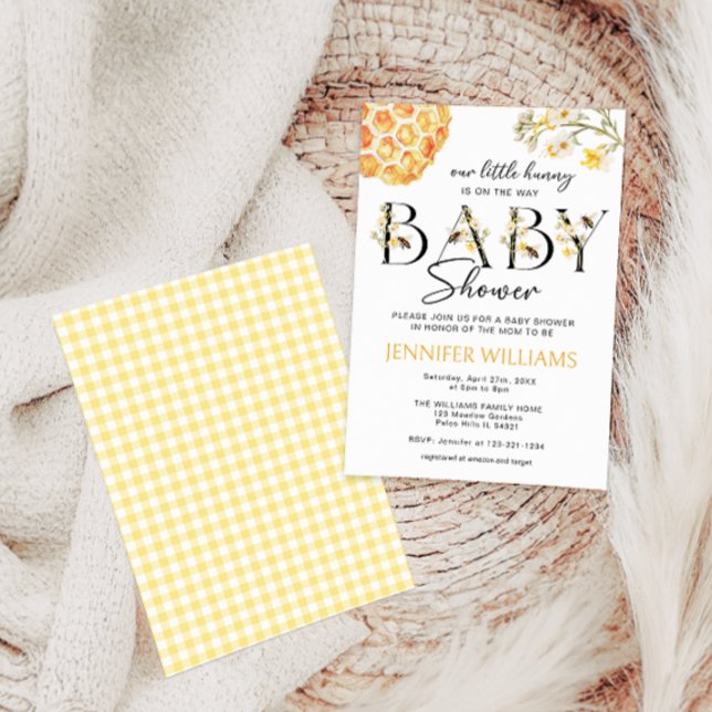 Invitation Abeille Jaune Little Hunny Sexe Baby shower neutre (Créateur téléchargé)
