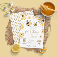 Abeille jaune mignonne et tournesol premier annive