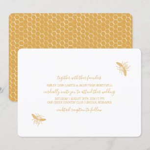 Invitation Abeilles et Golden Honeycomb Motif Mariage