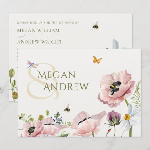 Invitation Abeilles florales esthétiques mariage