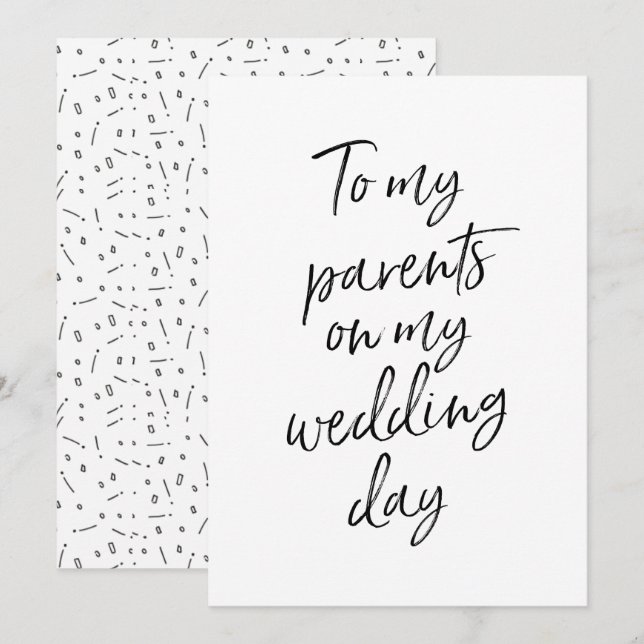 Invitation Abordable pour mes parents le jour de mon mariage (Devant / Derrière)