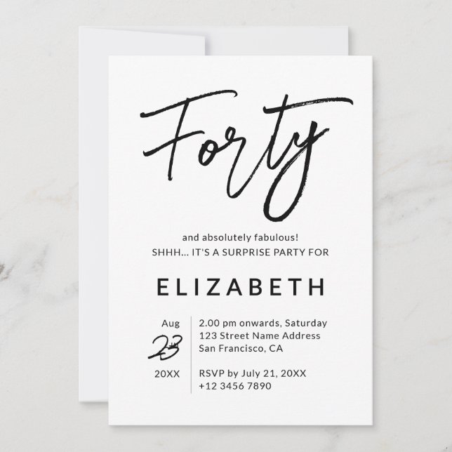 Invitation Absolument fabuleux 40e anniversaire (Devant)
