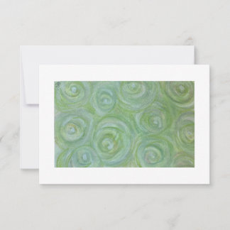 Invitation Abstract white and green roses hand-drawn notecard