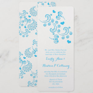 Invitation Abstrait Aqua Blue Butterfly ou Bumble Bee Mariage