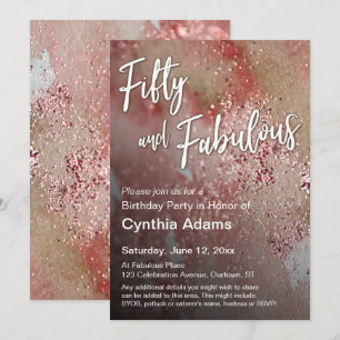 Invitation Abstrait Aquarelle Rouge Pailletée Cinquante et Fa
