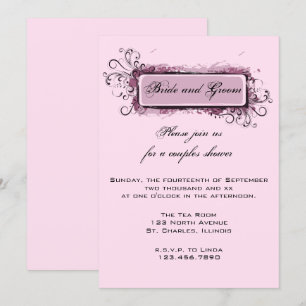 Invitation Abstrait Couples floraux rose Wedding shower Invit