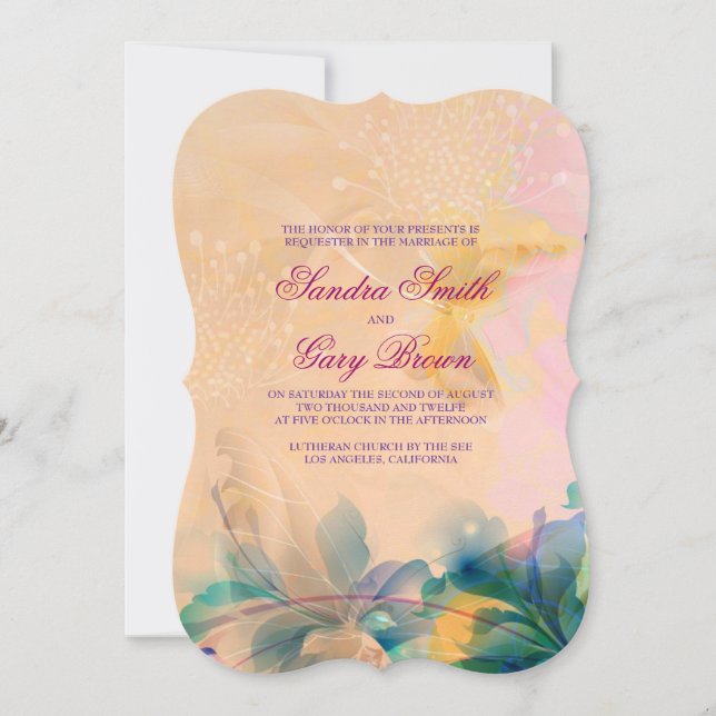 Invitation Abstrait Floral Arrière - plan Bleu Et Beige Maria (Devant)