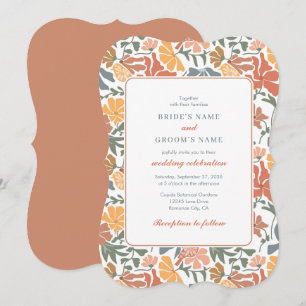 Invitation Abstrait Floral & Oiseaux Mi-siècle Mariage modern