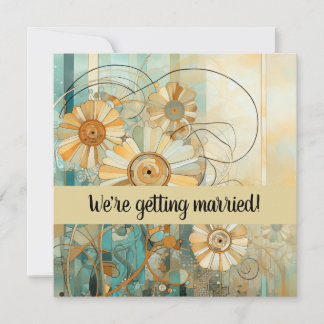 Invitation Abstrait floral pêche et beige