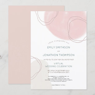 Invitation Abstrait Formes Lignes Crème rose Mariage virtuel