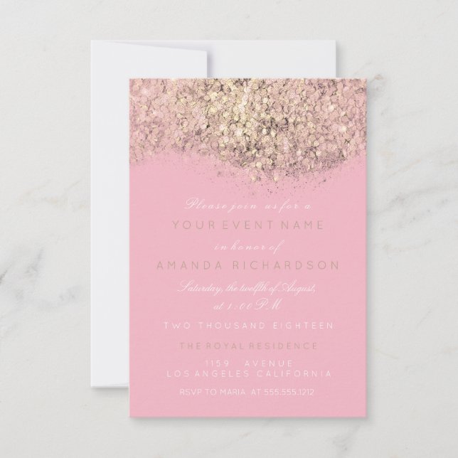 Invitation Abstrait Gold Sparkly Parties scintillant Whit Pin (Devant)