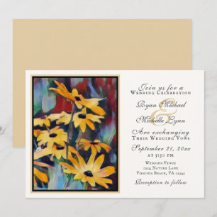 Invitation Abstrait Jaune Daisy Floral Art Mariage