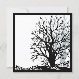 Invitation Abstrait moderne arbre noir silhouette ombre blanc