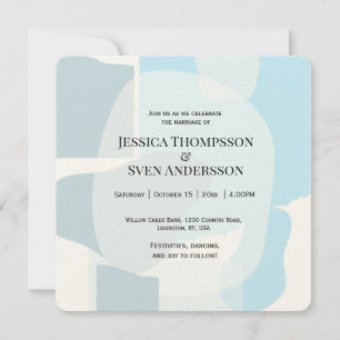 Invitation Abstrait moderne bleu minimaliste Mariage artistiq