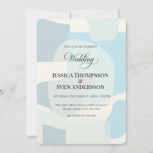 Invitation Abstrait moderne bleu minimaliste Mariage artistiq