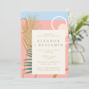 Invitation Abstrait moderne Pastel Pink Blue Mariage