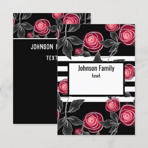 Invitation Abstrait moderne roses rouges feuilles croisées fl
