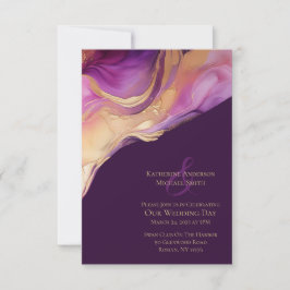 Invitation Abstrait moderne violet et or