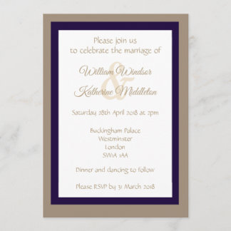 Invitation Abstrait or violet double face Mariage Inviter