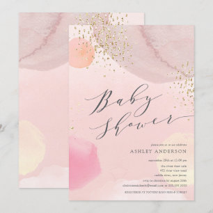 Invitation Abstrait Pastel Circles Baby shower fille