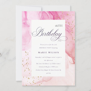Invitation Abstrait Pastel Rose violet N'importe quel âge Ann