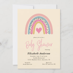 Invitation Abstrait Rainbow Colorful Girl Baby shower