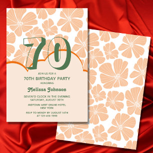 Invitation Abstrait Retro Orange Chamomile Fleur Anniversaire