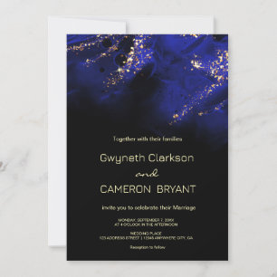 Invitation Abstrait Royal Blue et Gold Alcohol