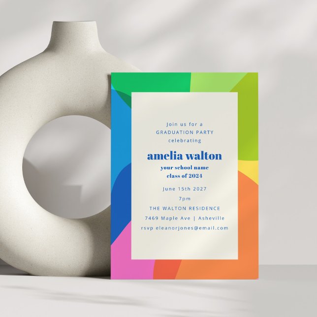 Invitation Abstraite couleur Rainbow Photo Graduation Party (Créateur téléchargé)