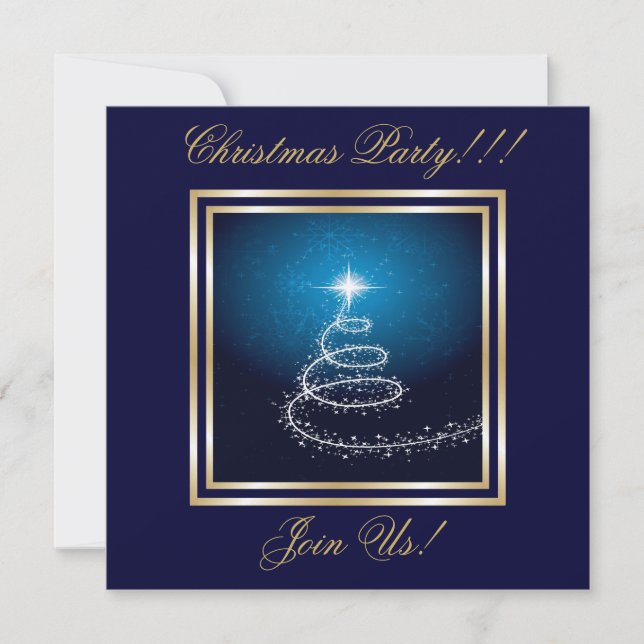 Invitation Abstraite de Noël Tree Party Bleu (Devant)