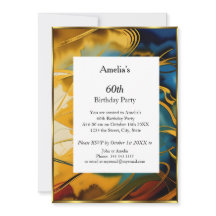Abstraite fête d'anniversaire bleu or moderne