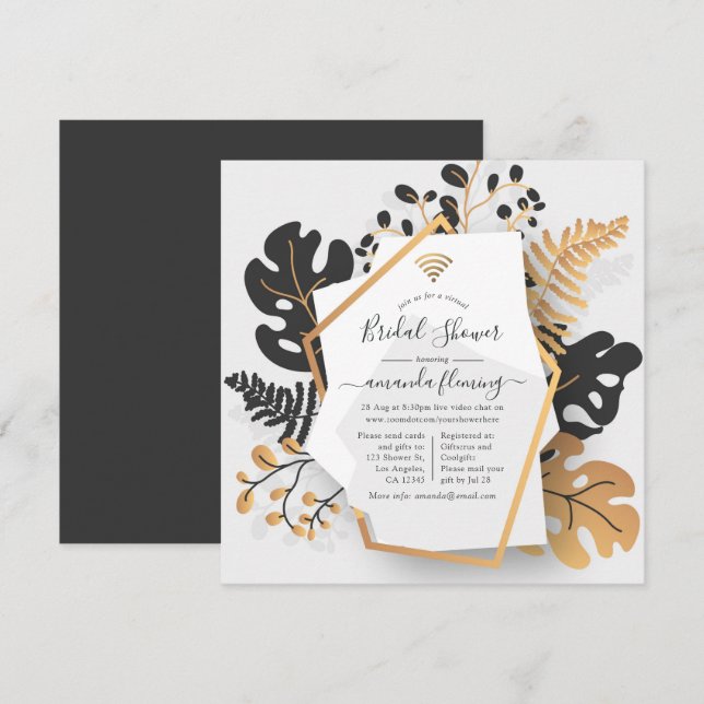 Invitation Abstraite Géométrique Exotique Tropicale Douche Vi (Devant / Derrière)