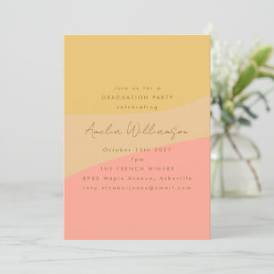 Invitation Abstraite Peach Yellow Boho Shapes Graduation Part