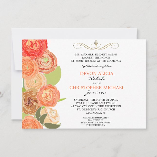 Invitation Abstraite Ranunculus Automne Fleurs Mariage Invita (Devant)