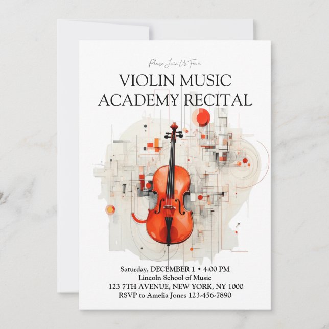 Invitation Académie de musique de violon moderne Récital spéc (Devant)