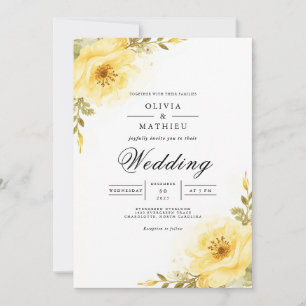 Invitation Accent Floral Doré Fleurissement Mariage