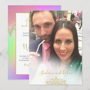 Invitation Accents or Mariage coloré Moderne