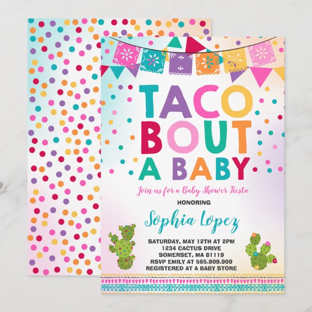Invitation Accès de taco d'invitation de baby shower de (Devant / Derrière)